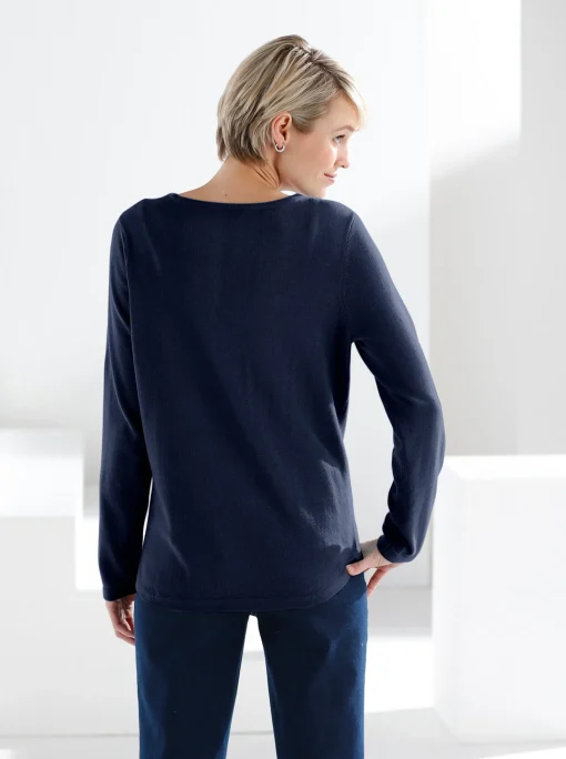 Baumwollpullover mit überlappendem Saum