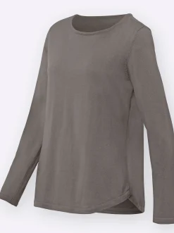Baumwollpullover mit überlappendem Saum