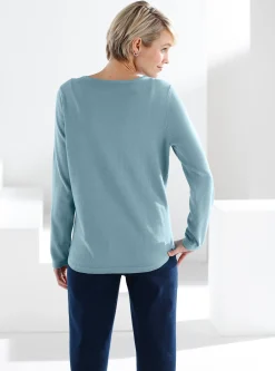 Baumwollpullover mit überlappendem Saum