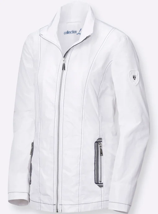 Übergangsjacke mit kontrastfarbigen Ziernähten