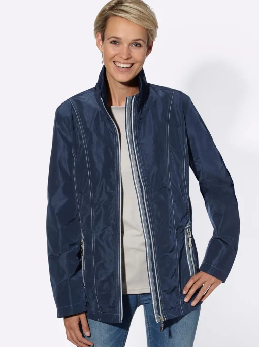 Übergangsjacke mit kontrastfarbigen Ziernähten
