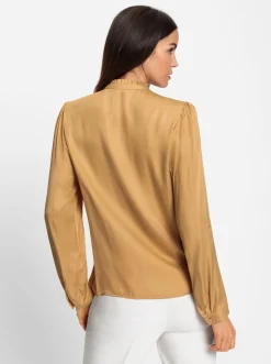 Bluse mit Stehkragen und Puffärmeln