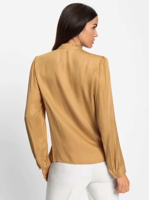 Bluse mit Stehkragen und Puffärmeln