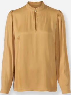 Bluse mit Stehkragen und Puffärmeln