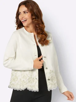 Blusenblazer mit Stickerei und Glitzersteinchen