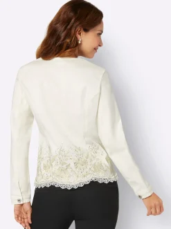 Blusenblazer mit Stickerei und Glitzersteinchen