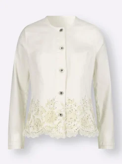 Blusenblazer mit Stickerei und Glitzersteinchen