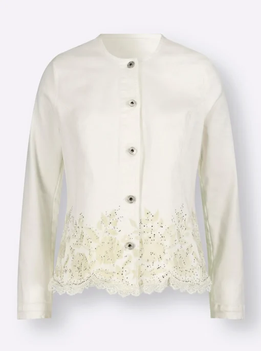 Blusenblazer mit Stickerei und Glitzersteinchen