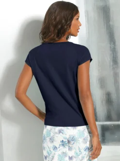 Blusenshirt im Material-Mix