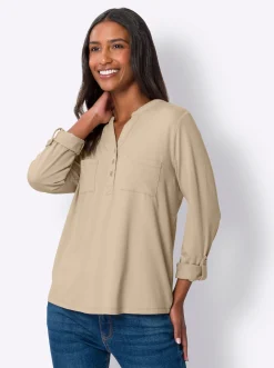 Blusenshirt mit kurzer Knopfleiste