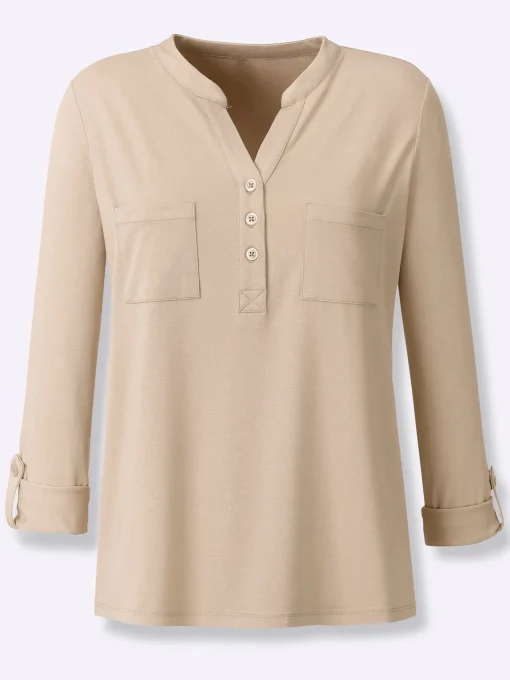 Blusenshirt mit kurzer Knopfleiste