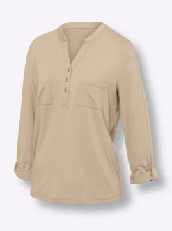 Blusenshirt mit kurzer Knopfleiste