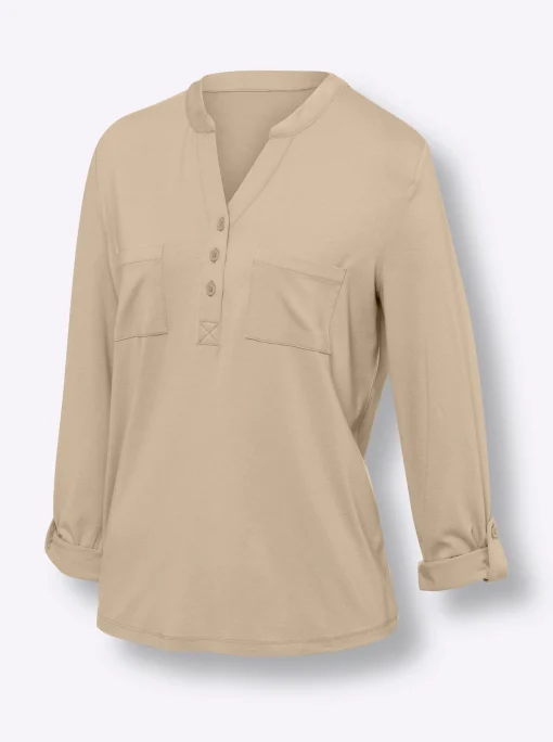 Blusenshirt mit kurzer Knopfleiste