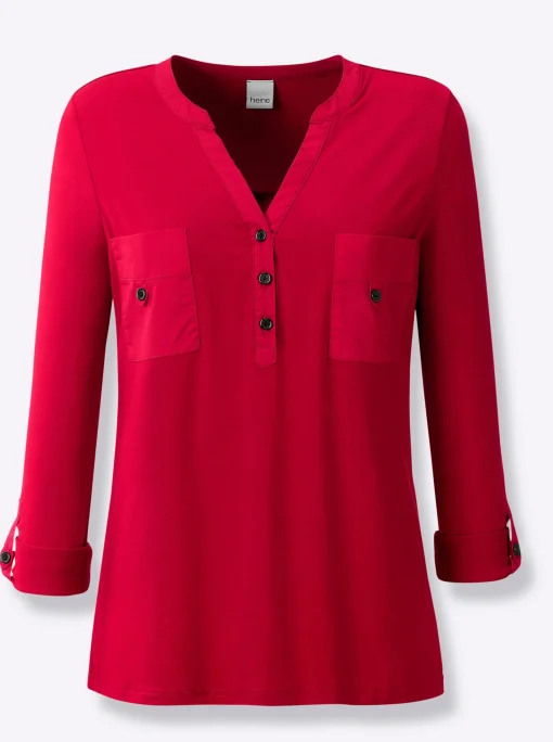 Blusenshirt mit Web-Einsätzen