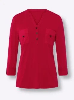 Blusenshirt mit Web-Einsätzen