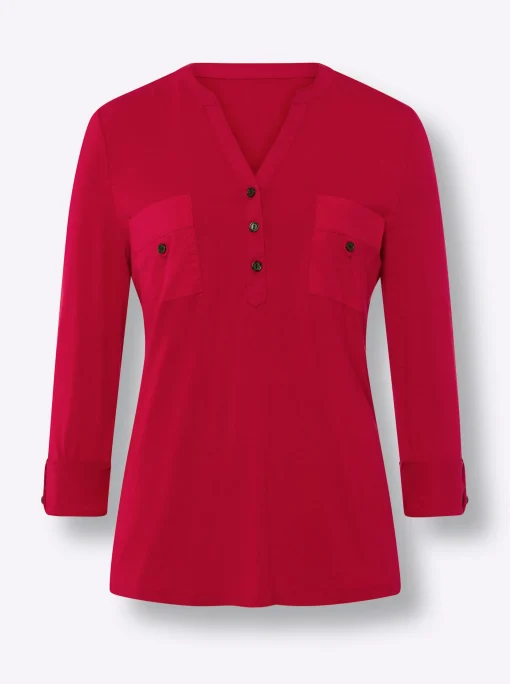 Blusenshirt mit Web-Einsätzen