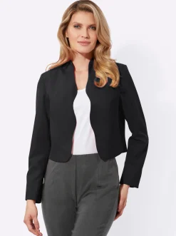 Bolerojacke mit Wellenabschluss, Stehkragen