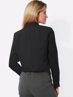 Bolerojacke mit Wellenabschluss, Stehkragen