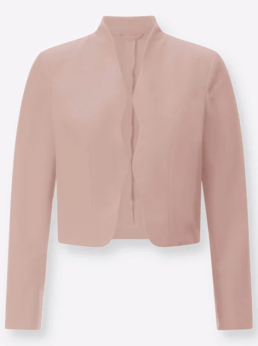 Bolerojacke mit Wellenabschluss, Stehkragen