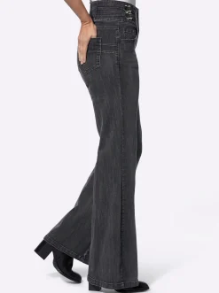 Bootcut-Jeans mit breitem Bund
