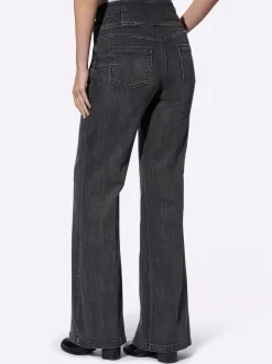 Bootcut-Jeans mit breitem Bund