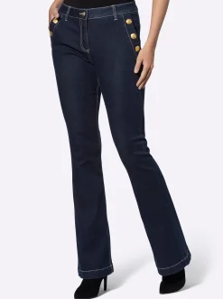 Bootcut-Jeans mit großen Zierknöpfen