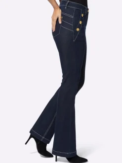 Bootcut-Jeans mit großen Zierknöpfen