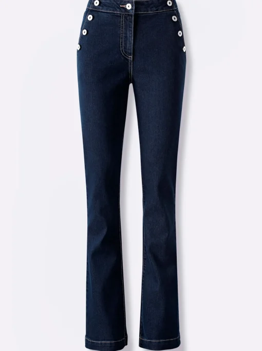 Bootcut-Jeans mit Zierknöpfen