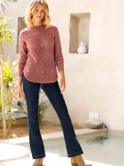 Bootcut-Jeans mit Zierknöpfen