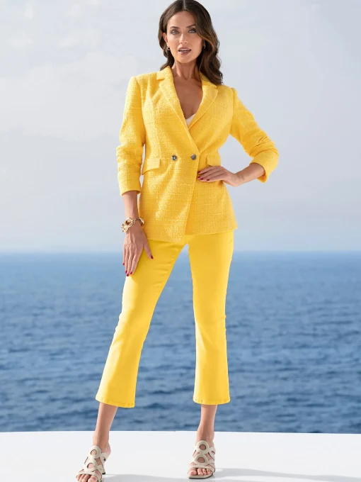 Bouclé-Blazer mit Schulterpolstern