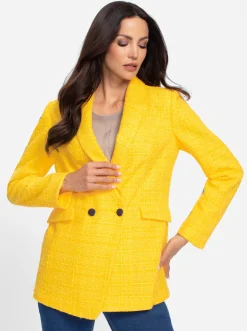Bouclé-Blazer mit Schulterpolstern