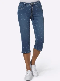 Caprijeans mit rückwärtigem Sattel