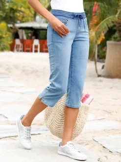 Caprijeans mit Rundum-Dehnbund