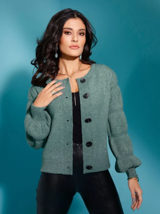 Cardigan aus Grobstrick, mit Wolle