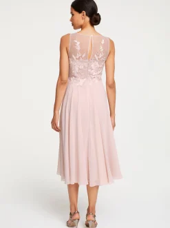 Cocktailkleid mit Blütenstickerei, ärmellos