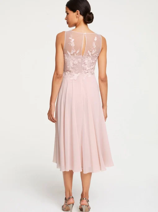 Cocktailkleid mit Blütenstickerei, ärmellos