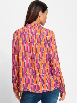 Druckbluse in leichter Glanz-Qualität