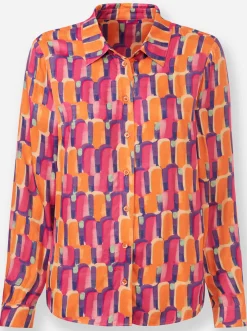 Druckbluse in leichter Glanz-Qualität