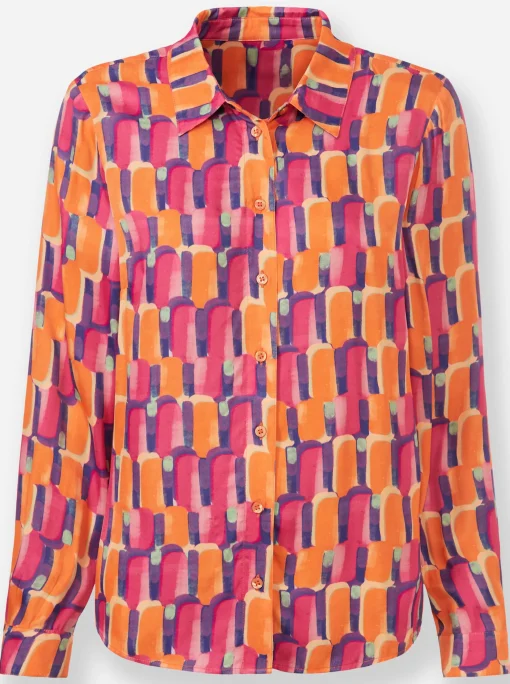 Druckbluse in leichter Glanz-Qualität