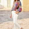 Druckbluse mit Ballonärmeln
