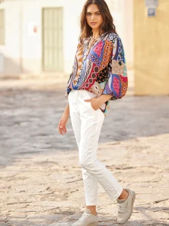 Druckbluse mit Ballonärmeln