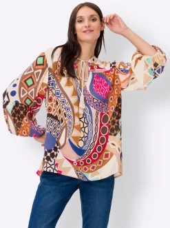 Druckbluse mit Ballonärmeln