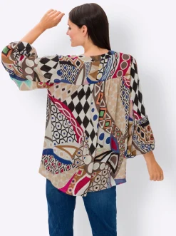 Druckbluse mit Ballonärmeln