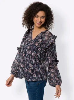 Druckbluse mit blickdichtem Top