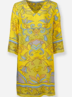 Druckkleid aus Viskose-Satin