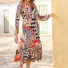 Druckkleid mit Ballonärmeln, leicht transparent