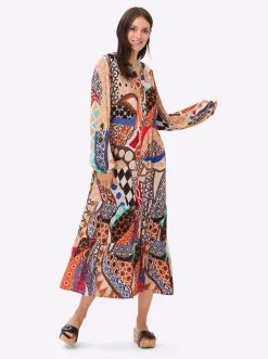 Druckkleid mit Ballonärmeln, leicht transparent