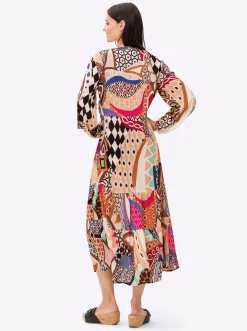 Druckkleid mit Ballonärmeln, leicht transparent