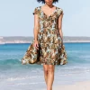 Druckkleid mit Bindeband