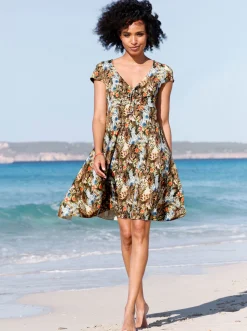 Druckkleid mit Bindeband